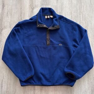 Woolrich Mens Fleece Pullover Snap T Neck Royal Blue Size M Outdoor Hiking